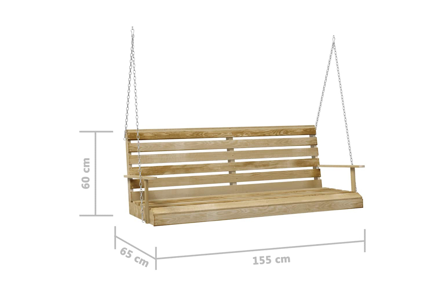 vidaXL Swing Bench Impregnated Pinewood 155x65x60cm-5
