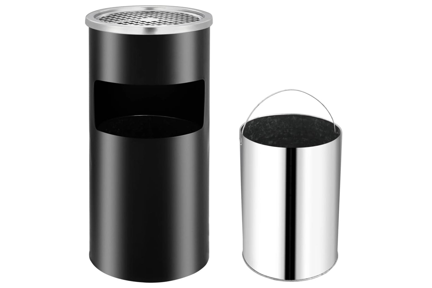 Vidaxl 51096 Wall Ashtray Dustbin Steel 26 L Black-2
