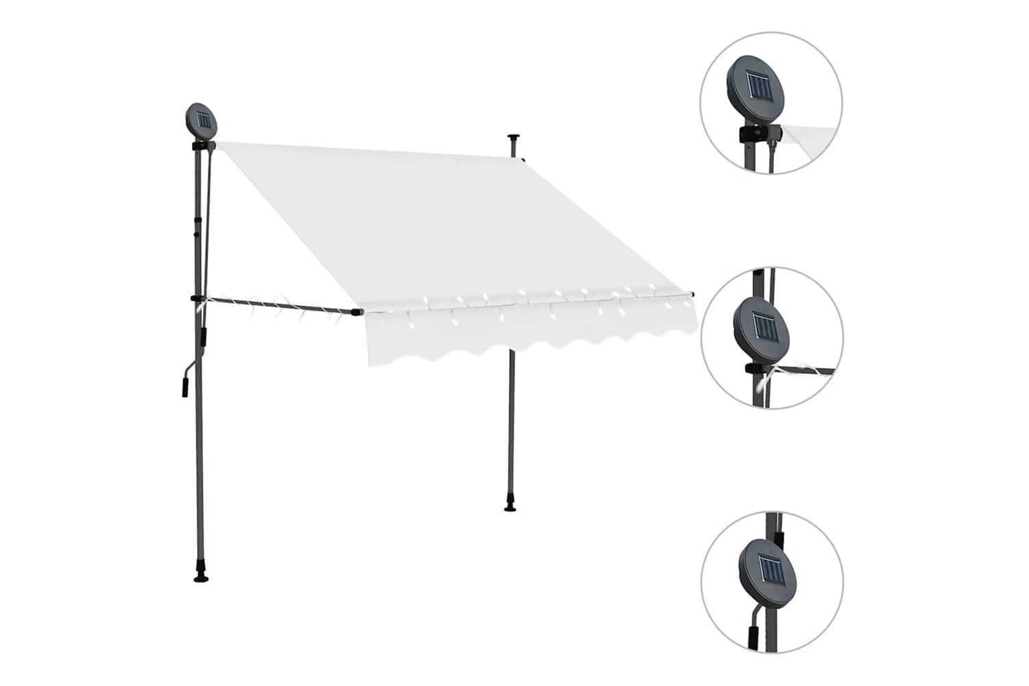 vidaXL 145870 Manual Retractable Awning With Led 150cm Cream-3