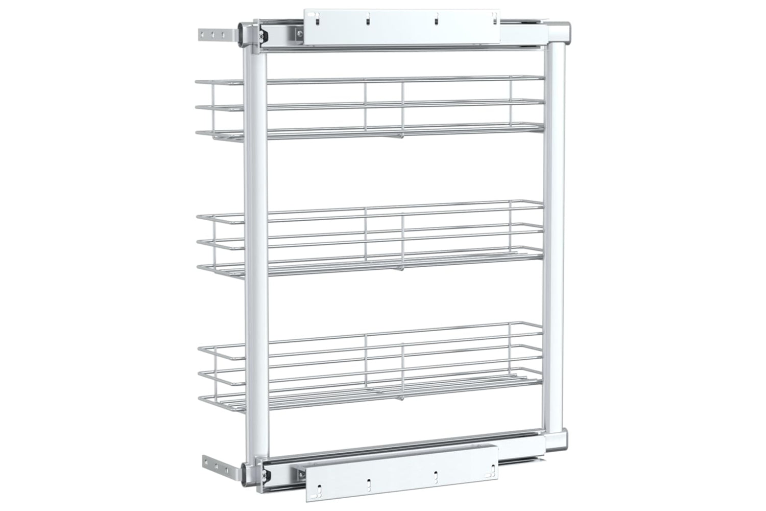 vidaXL 50968 3-tier Pull-out Kitchen Wire Basket Silver 47x15.5x55.5cm-5