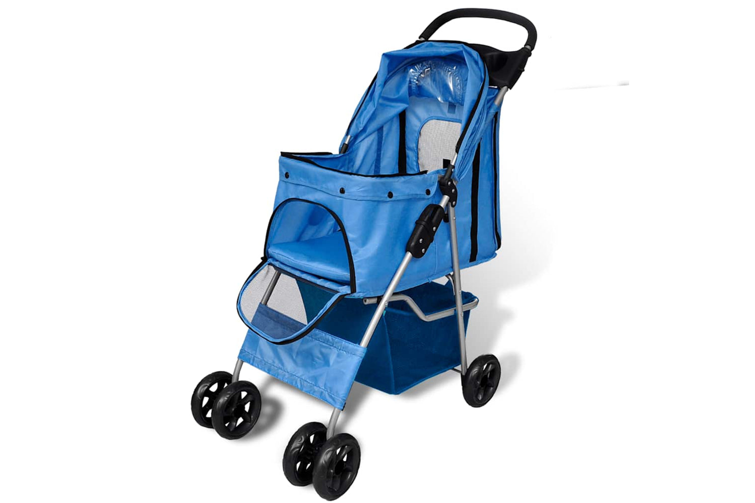 Vidaxl 170056 Folding Pet Stroller Dog/cat Travel Carrier Blue-2