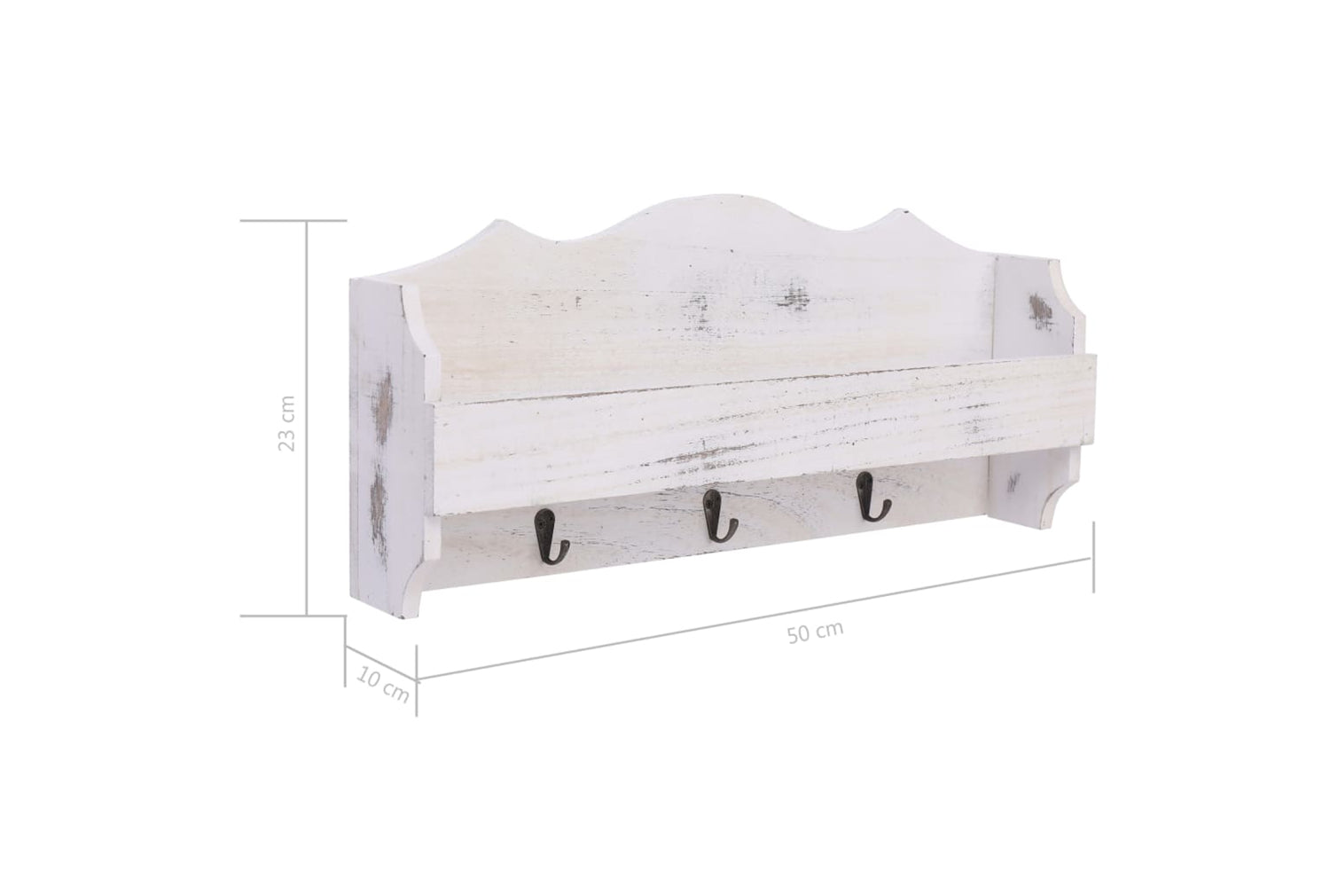 vidaXL 284231 Wall Mounted Coat Rack White 50x10x23cm Wood-7