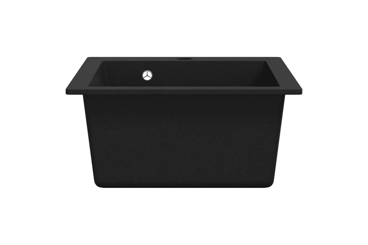 Vidaxl Overmount Kitchen Sink Single Basin Granite Black-4