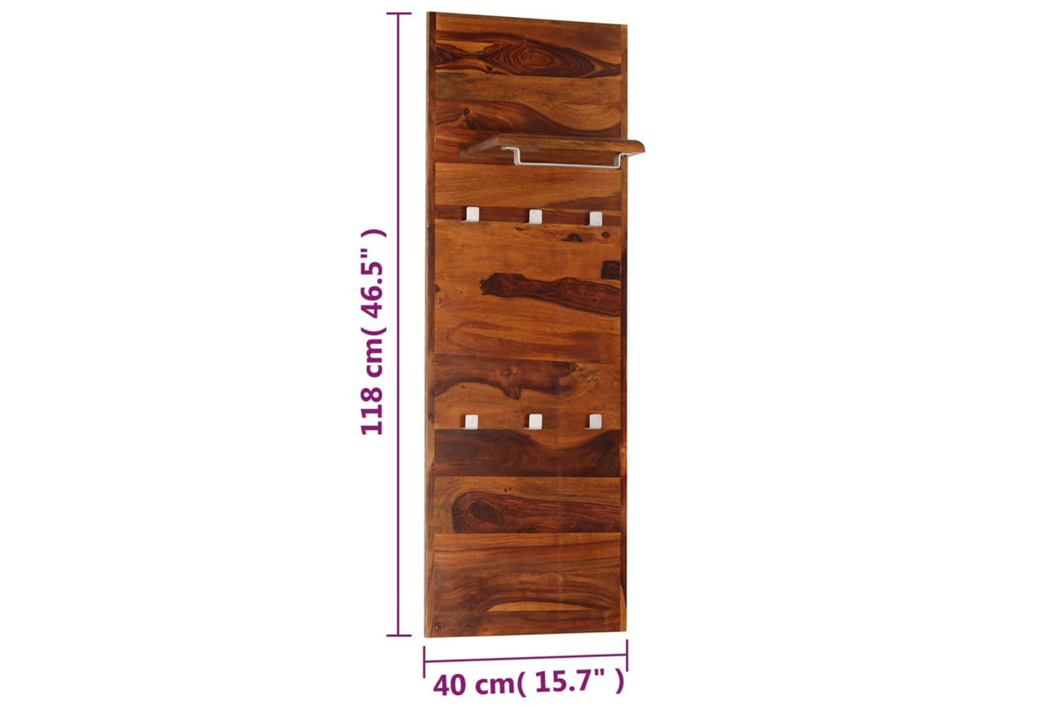 vidaXL 246351 Coat Rack Solid Sheesham Wood 118x40cm-5