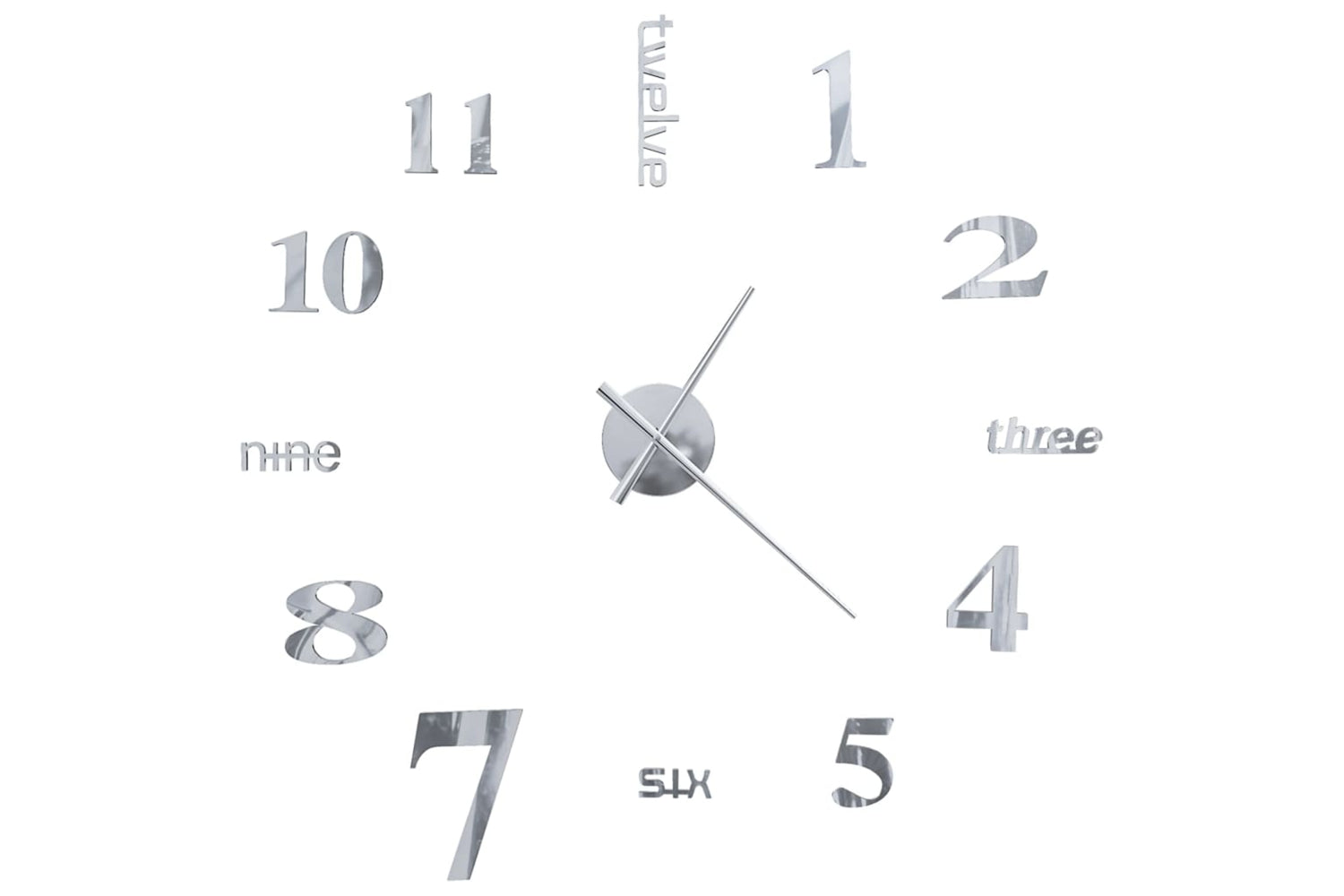 Vidaxl 50636 3D Wall Clock Modern Design 100 cm | Silver-2