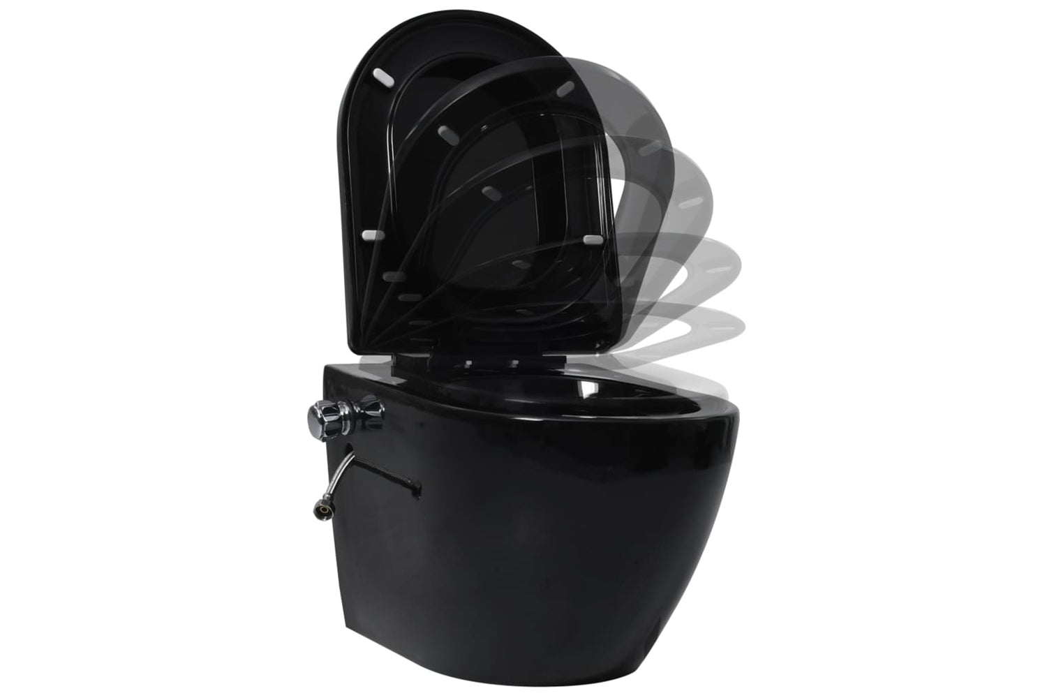 Vidaxl 145782 Wall Hung Rimless Toilet With Bidet Function Ceramic Black-2