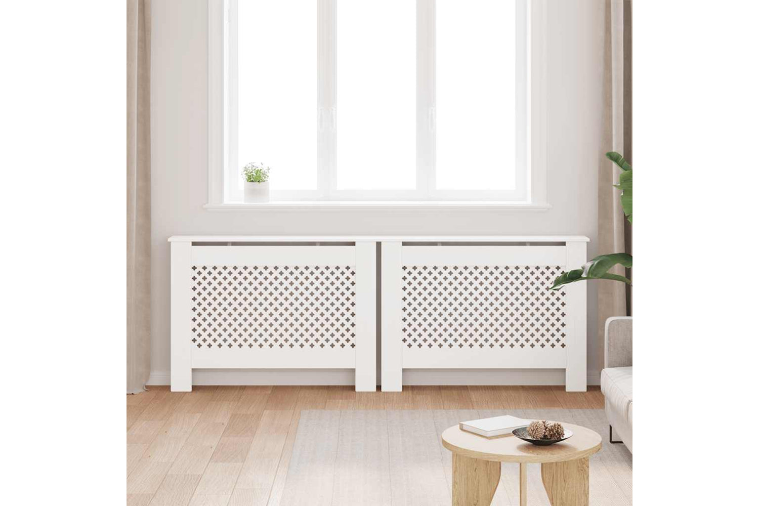 vidaXL 3051377 Radiator Covers 2 Pcs White 112x19x81.5cm Mdf-2