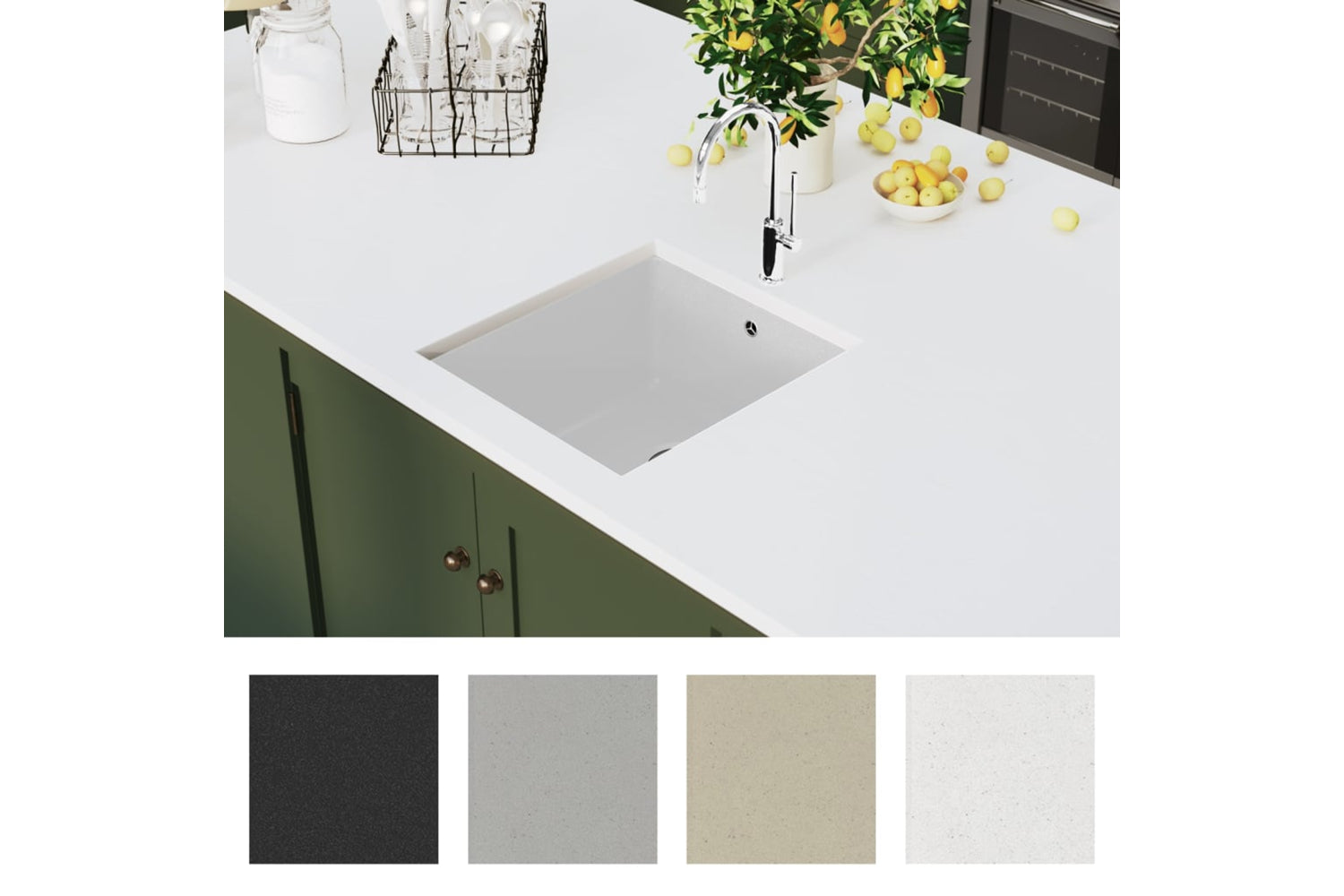 Vidaxl Granite Kitchen Sink Single Basin White-2