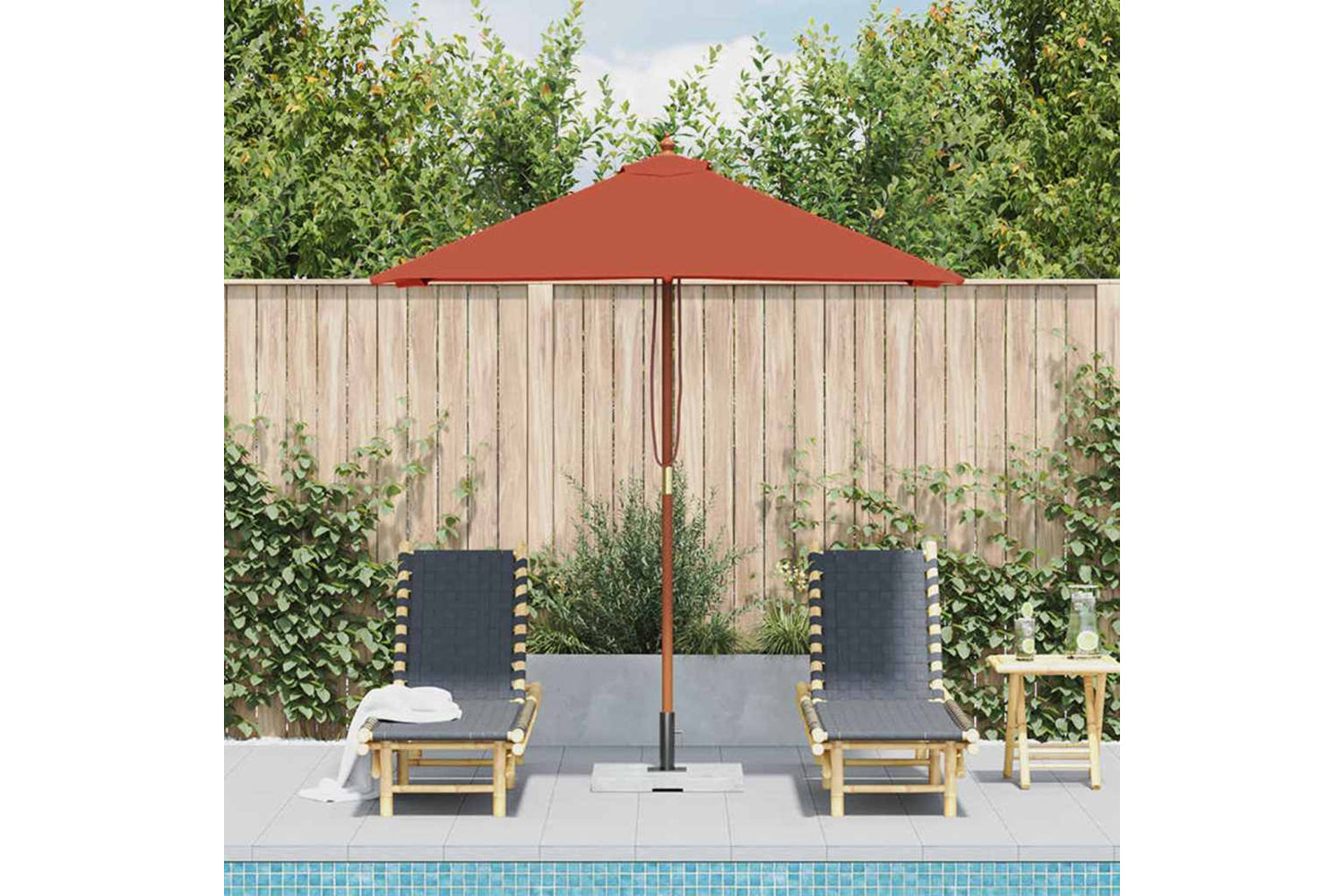 vidaXL 44538 Outdoor Parasol With Wooden Pole 150x200cm Terracotta-2