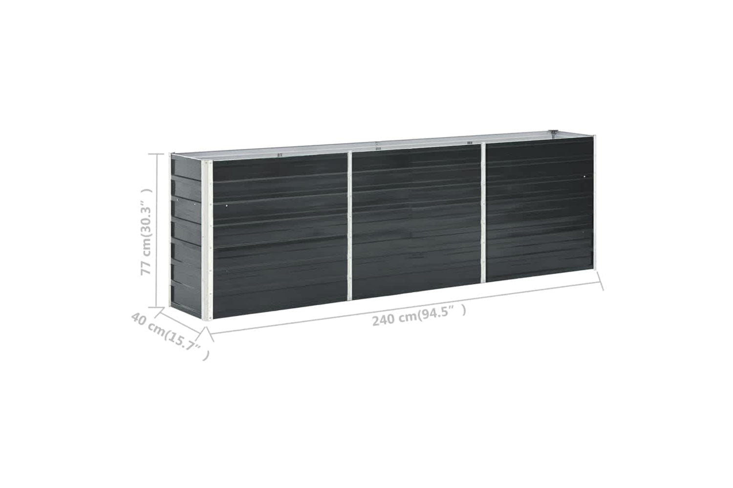 vidaXL 47043 Garden Raised Bed Galvanised Steel 240x40x77cm Anthracite-7