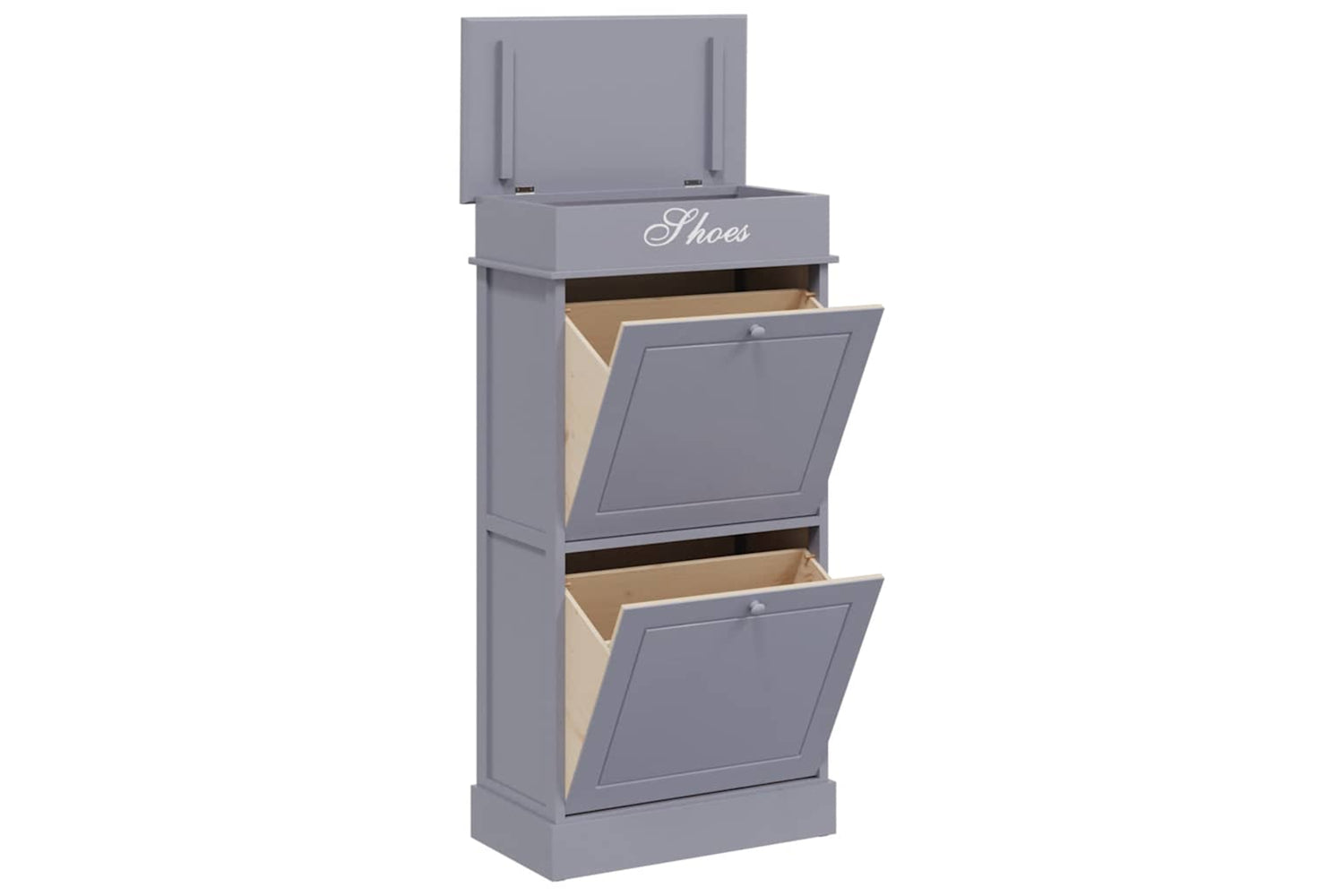 vidaXL 284090 Shoe Cabinet Grey 50x28x98cm Paulownia Wood-2