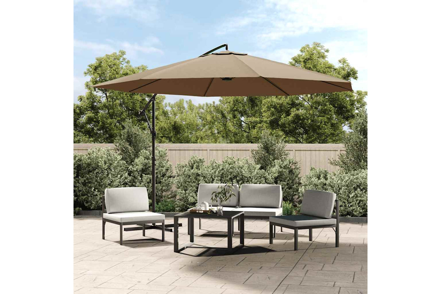 vidaXL 44506 Cantilever Umbrella With Aluminium Pole 350cm Taupe-2