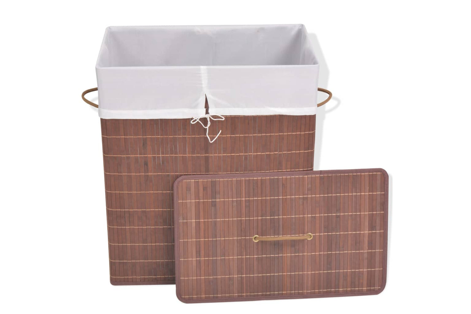 Vidaxl 245583 Bamboo Laundry Bin Rectangular Brown-2