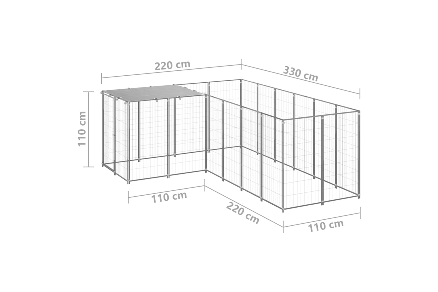 Vidaxl 3082218 Dog Kennel Silver 4.84 M2 Steel-6