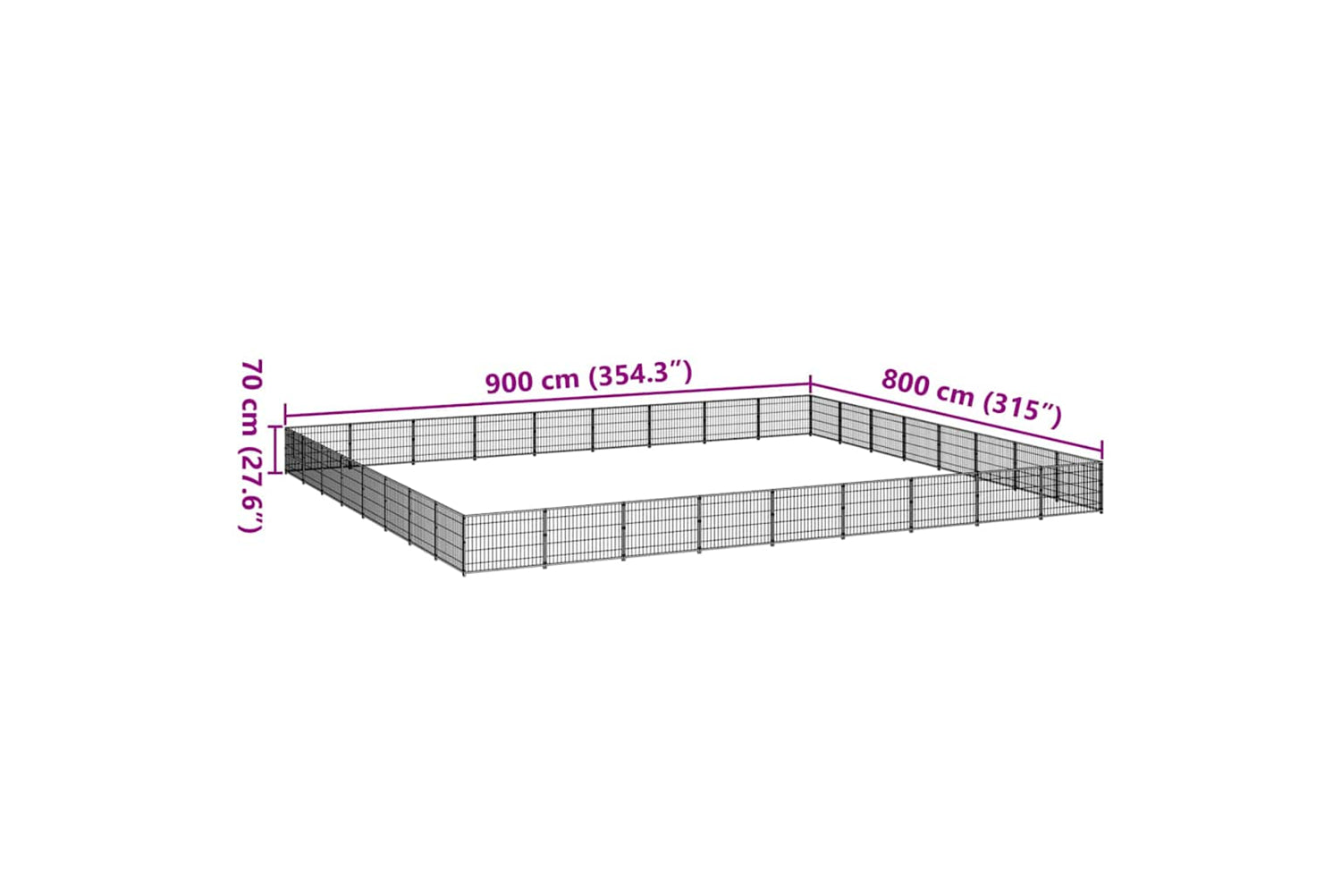 Vidaxl 3082188 Dog Kennel Black 72 M2 Steel-6