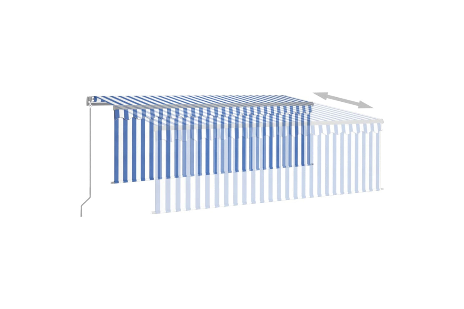 Vidaxl 3069421 Manual Retractable Awning With Blind&led 4x3m Blue&white-3
