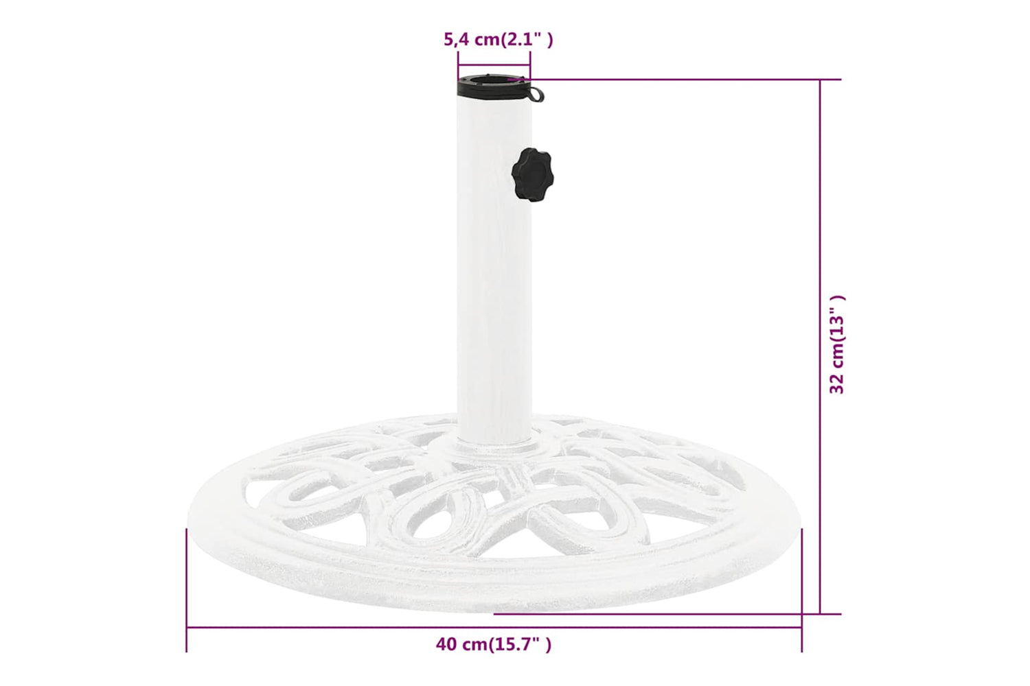 vidaXL 317766 Umbrella Base White 40x40x32cm Cast Iron-8