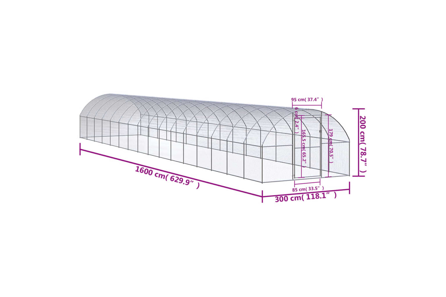 Vidaxl 3095469 Outdoor Chicken Coop 3x16x2 M Galvanised Steel-7