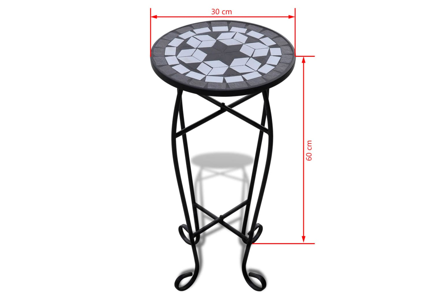 Vidaxl 41129 Mosaic Side Table Plant Table Black White-4