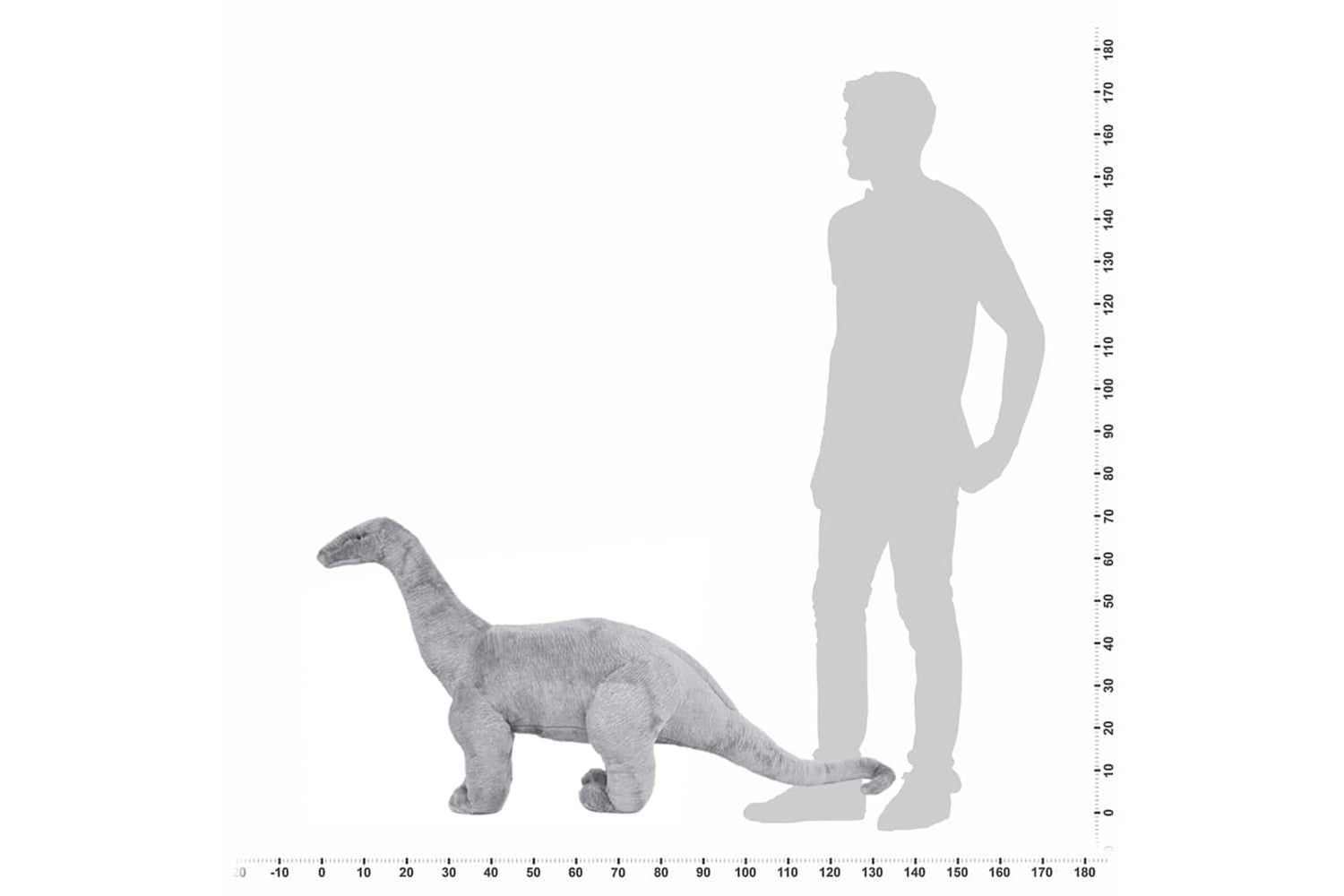 vidaXL 91345 Standing Plush Toy Brachiosaurus Dinosaur Grey Xxl-4