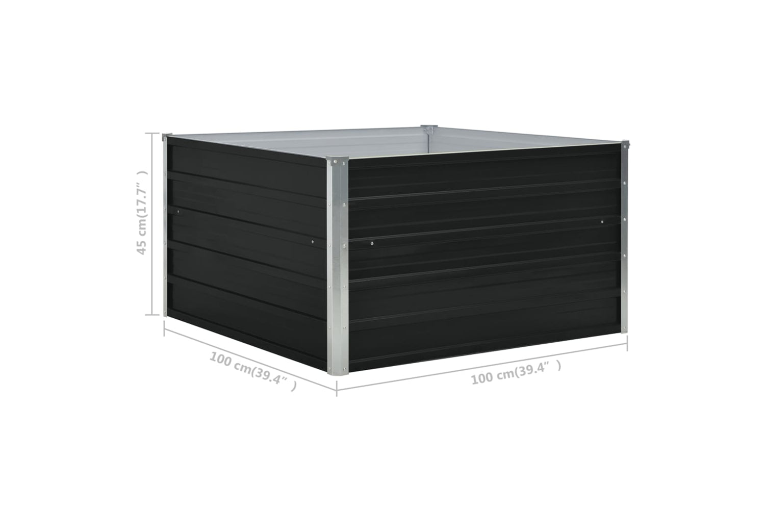 Vidaxl Raised Garden Bed 100x100x45 Cm Galvanised Steel Anthracite-6
