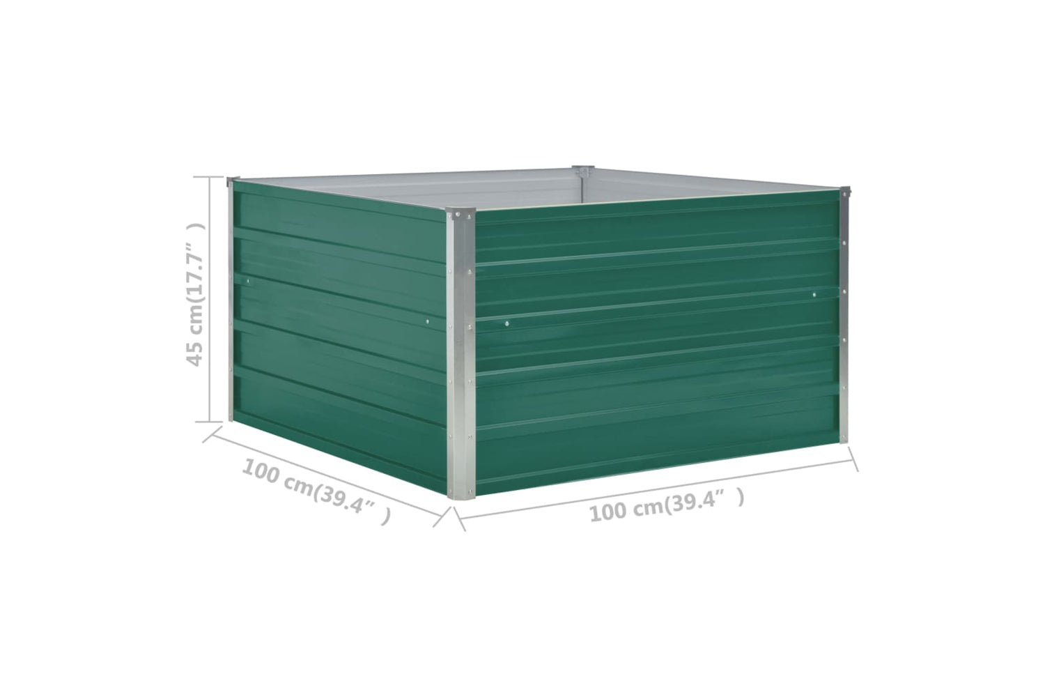 Vidaxl Raised Garden Bed 100x100x45 Cm Galvanised Steel Green-6