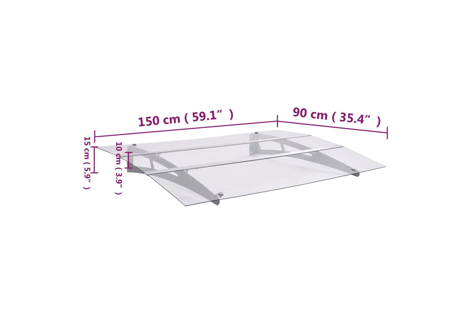 vidaXL 144829 Door Canopy Silver And Transparent 150x90cm Pet-6