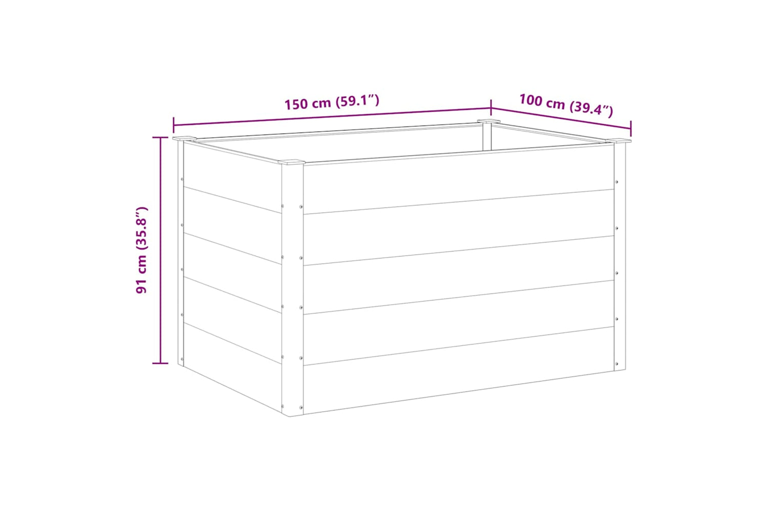 vidaXL 43610 Garden Raised Bed Wpc 150x100x91cm Grey-7