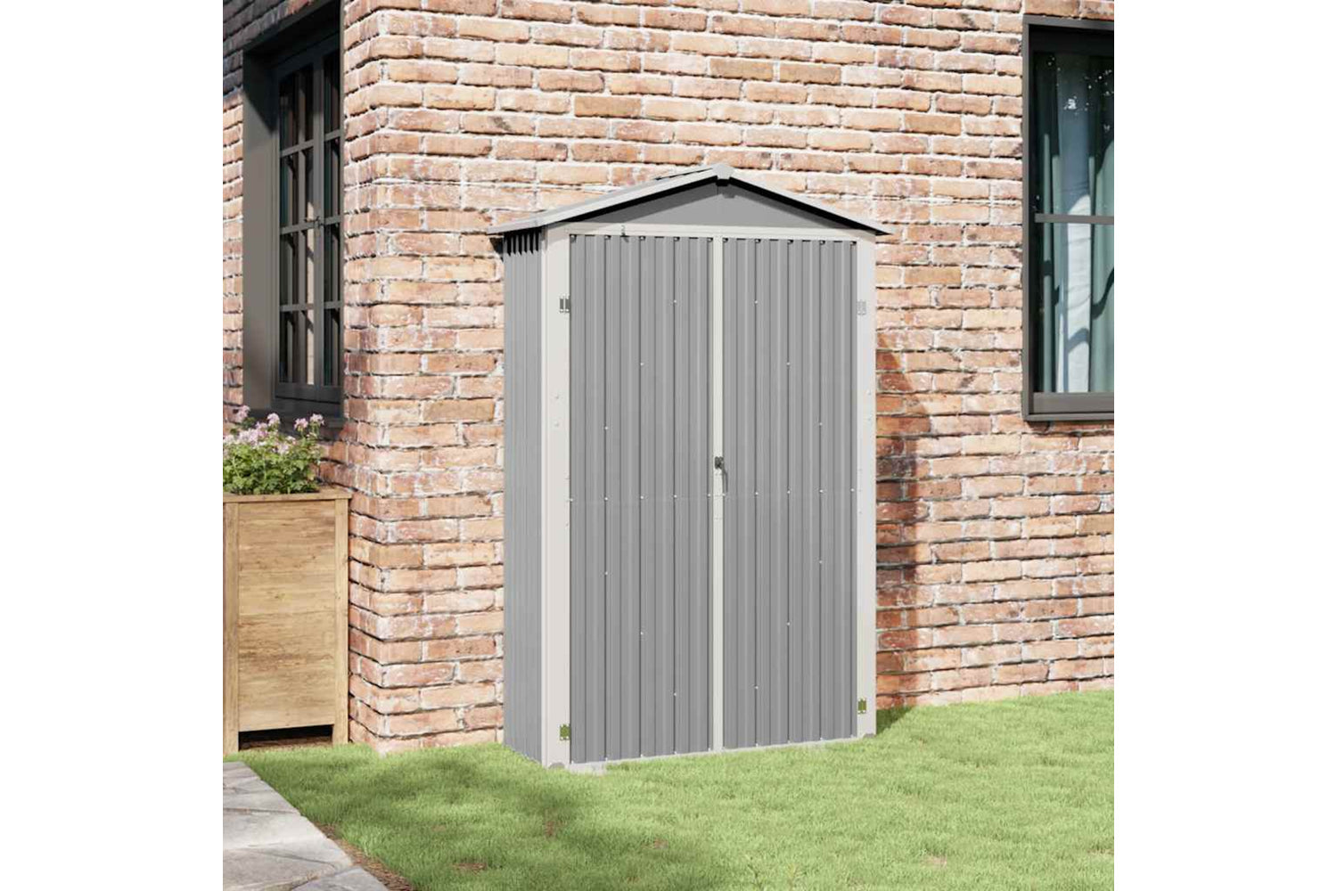 vidaXL 46302 Garden Shed Grey 107.5x46x183cm Galvanised Steel-2