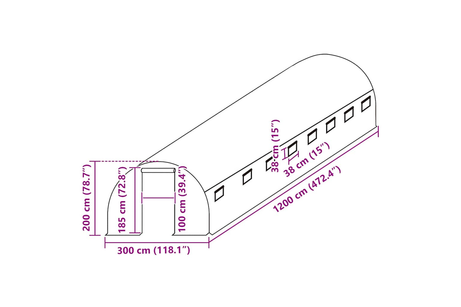Vidaxl 316439 Greenhouse Replacement Cover (36 Mâ²) 3x12x2 M Transparent-5