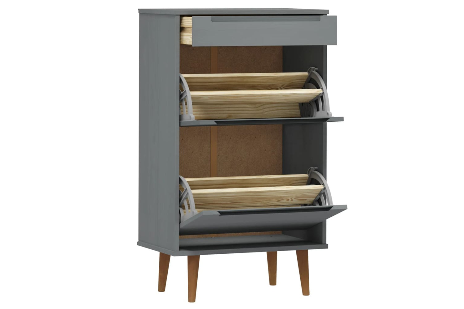 vidaXL 350527 Shoe Cabinet Molde Grey 59,5x35x103cm Solid Wood Pine-4