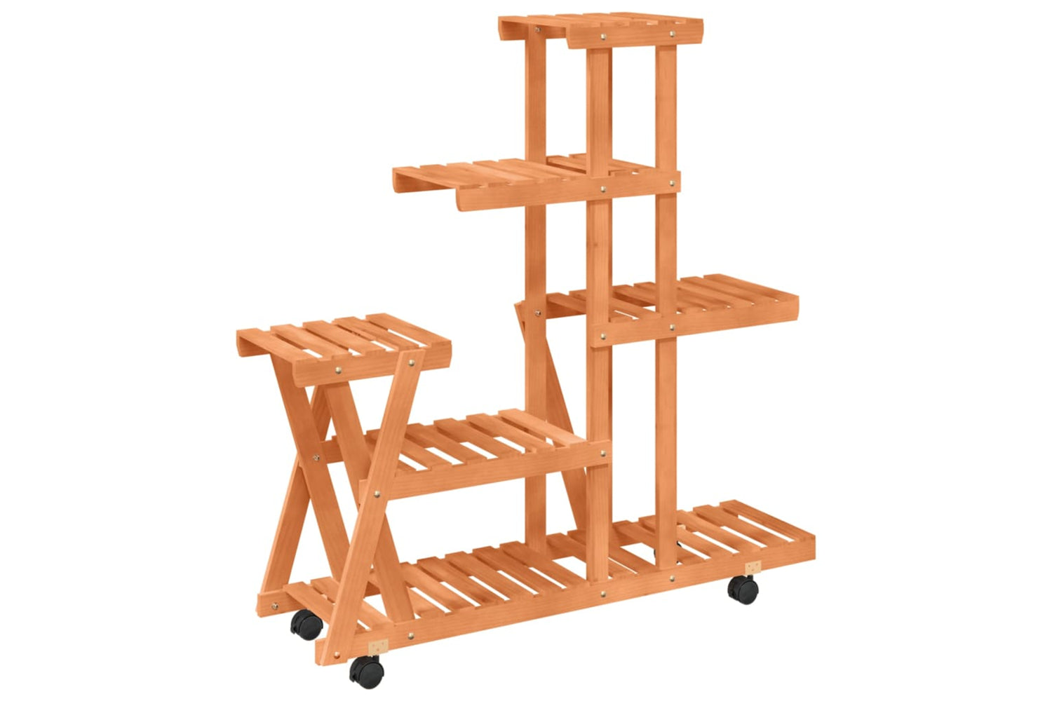 vidaXL 362882 Flower Stand With Wheels 95x25x101cm Solid Wood Fir-5