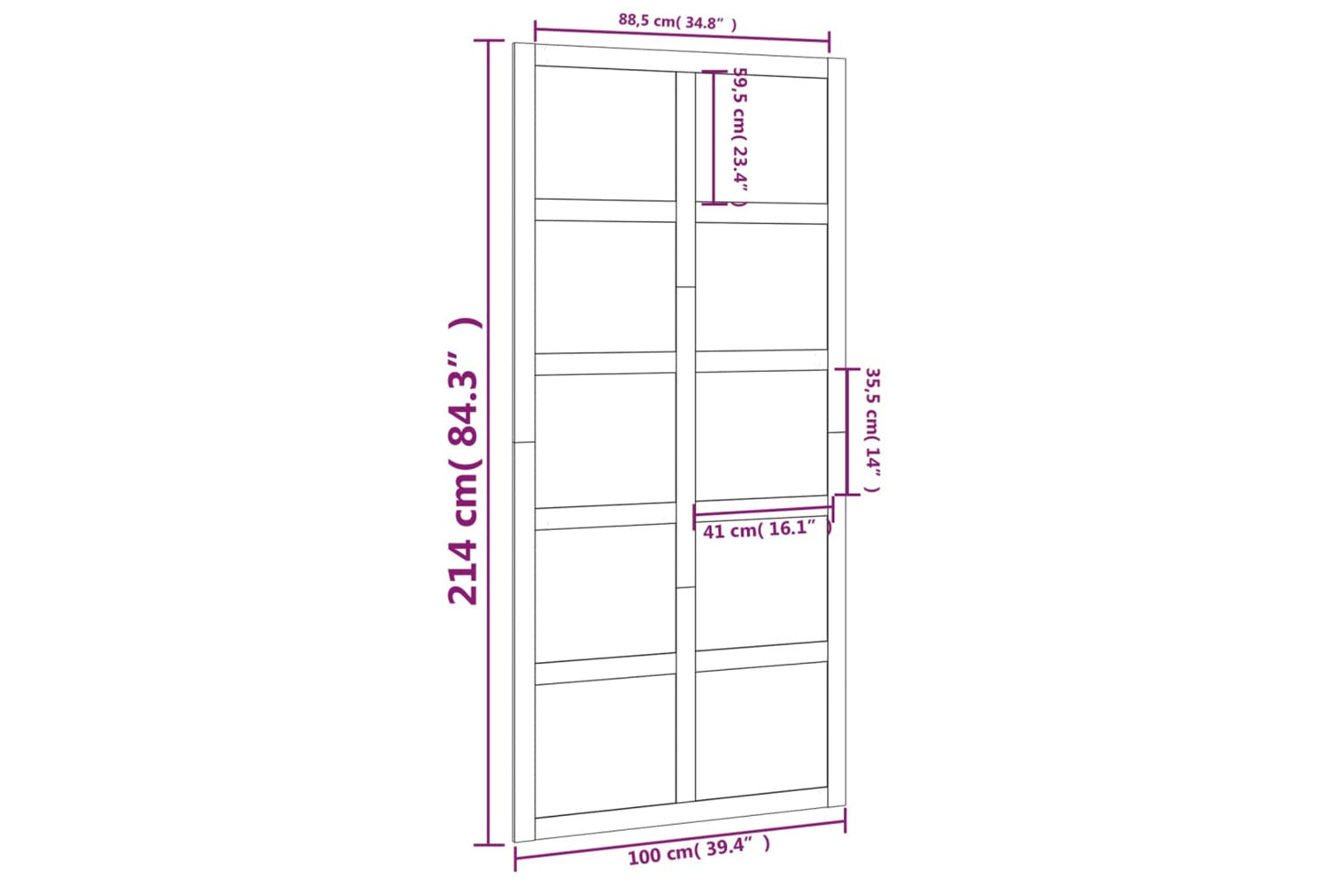 vidaXL 824639 Barn Door White 100x1.8x214cm Solid Wood Pine-5
