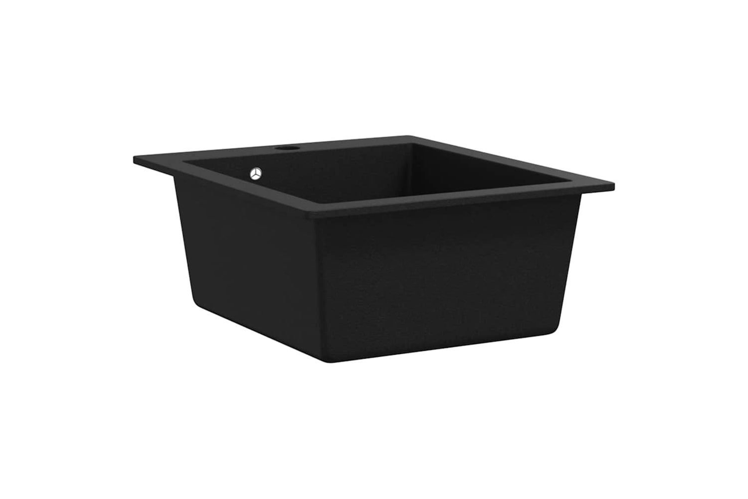 Vidaxl Overmount Kitchen Sink Single Basin Granite Black-3
