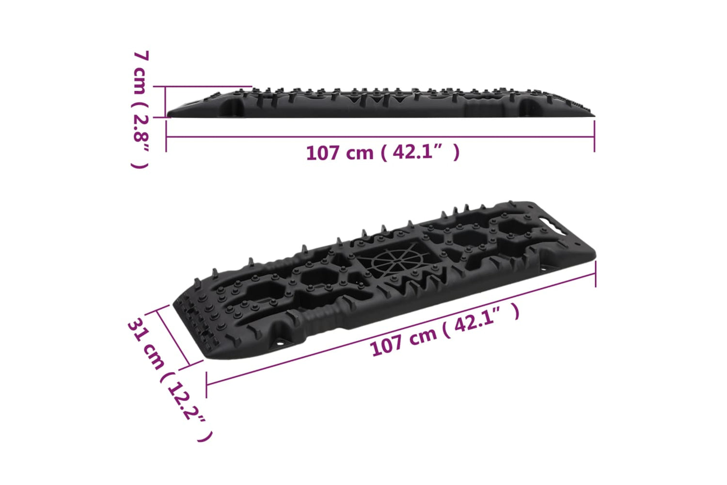 Vidaxl 210771 Traction Boards 2 Pcs Black 107x31x7 Cm Nylon-9