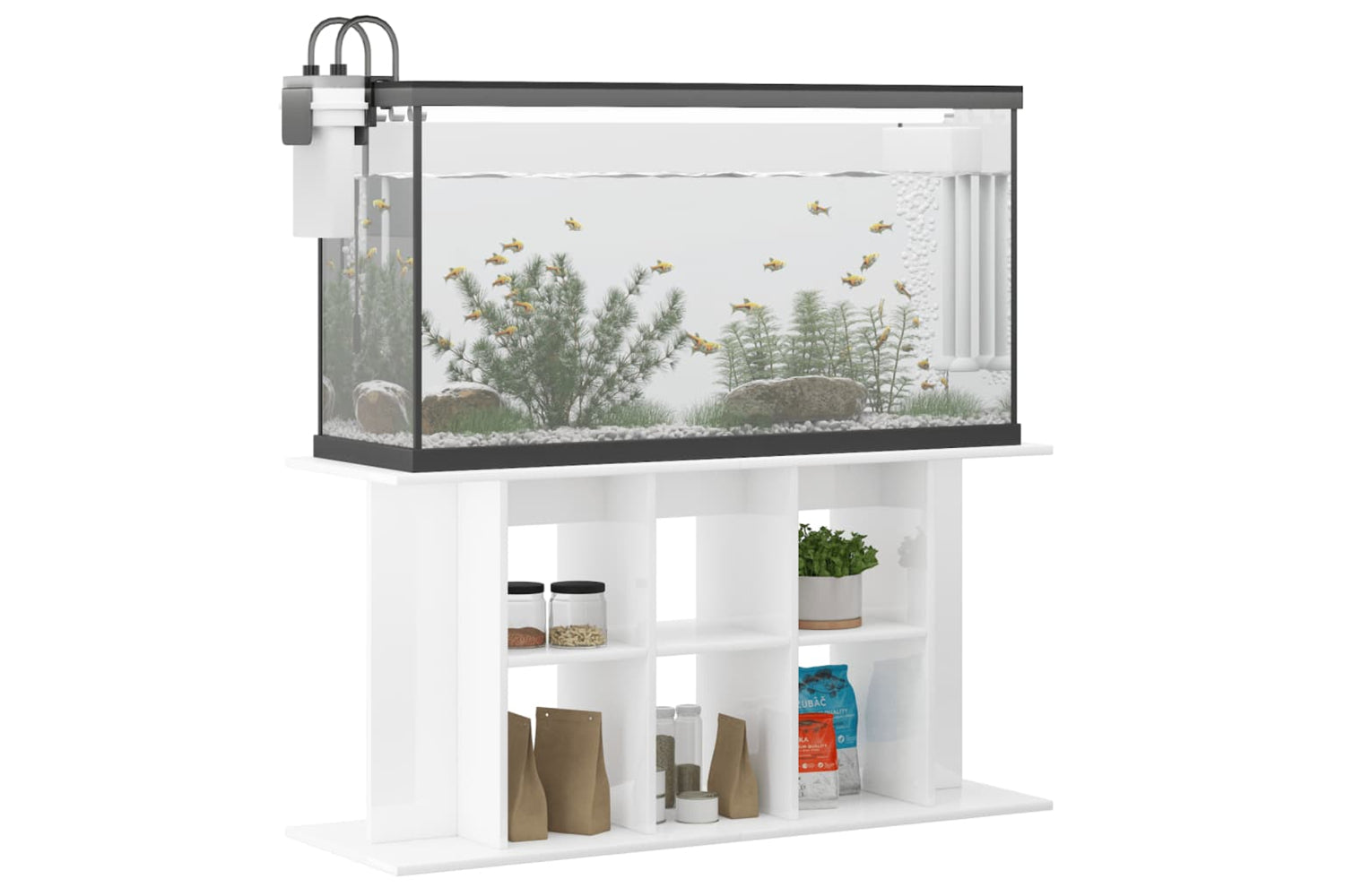 vidaXL 833593 Aquarium Stand High Gloss White 120x40x60cm Engineered Wood-2