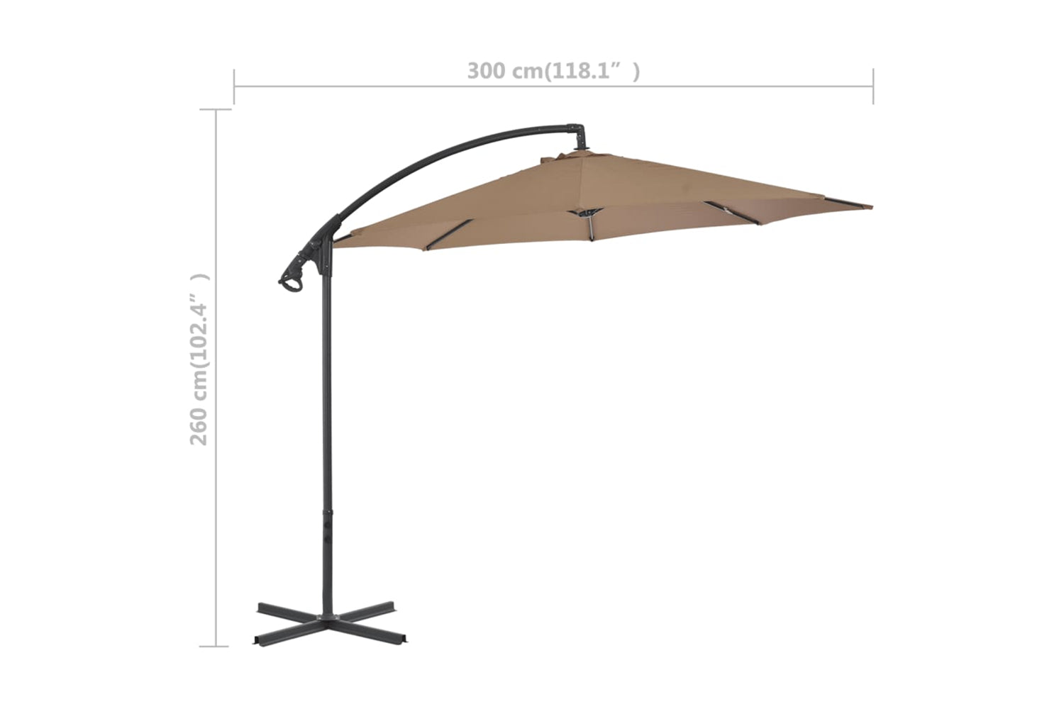 vidaXL 44876 Cantilever Umbrella With Steel Pole 300cm Taupe-7