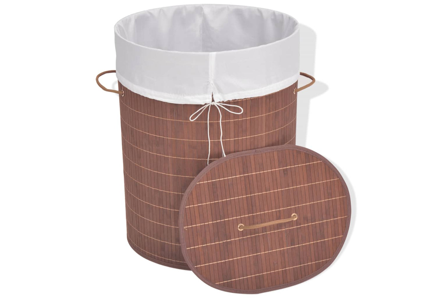 Vidaxl 245580 Bamboo Laundry Bin Oval Brown-2