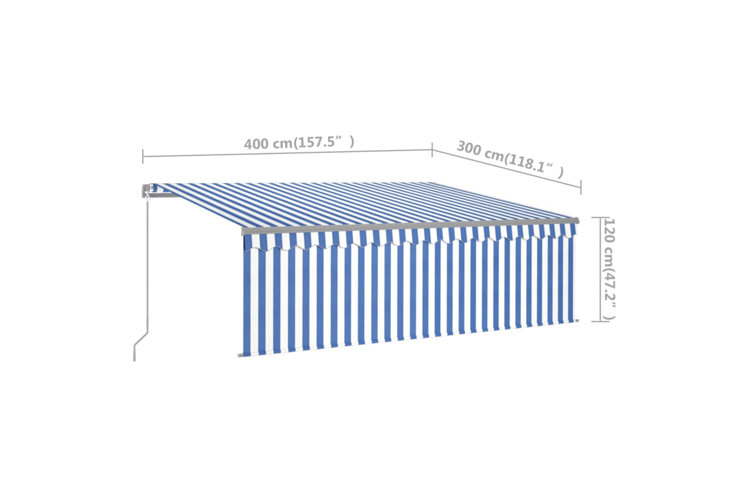 Vidaxl 3069421 Manual Retractable Awning With Blind&led 4x3m Blue&white-6