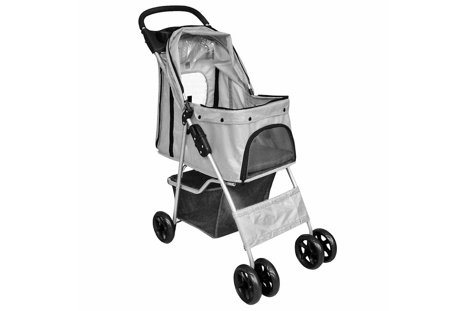 Vidaxl 170910 Folding Pet Stroller Dog/cat Travel Carrier Grey-3
