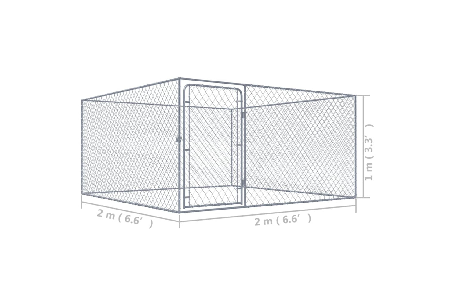 Vidaxl 170819 Outdoor Dog Kennel Galvanised Steel 2x2x1 M-5