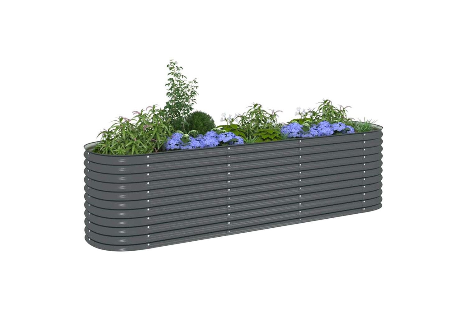 vidaXL Garden Raised Bed 320x80x81cm Galvanised Steel Grey-3