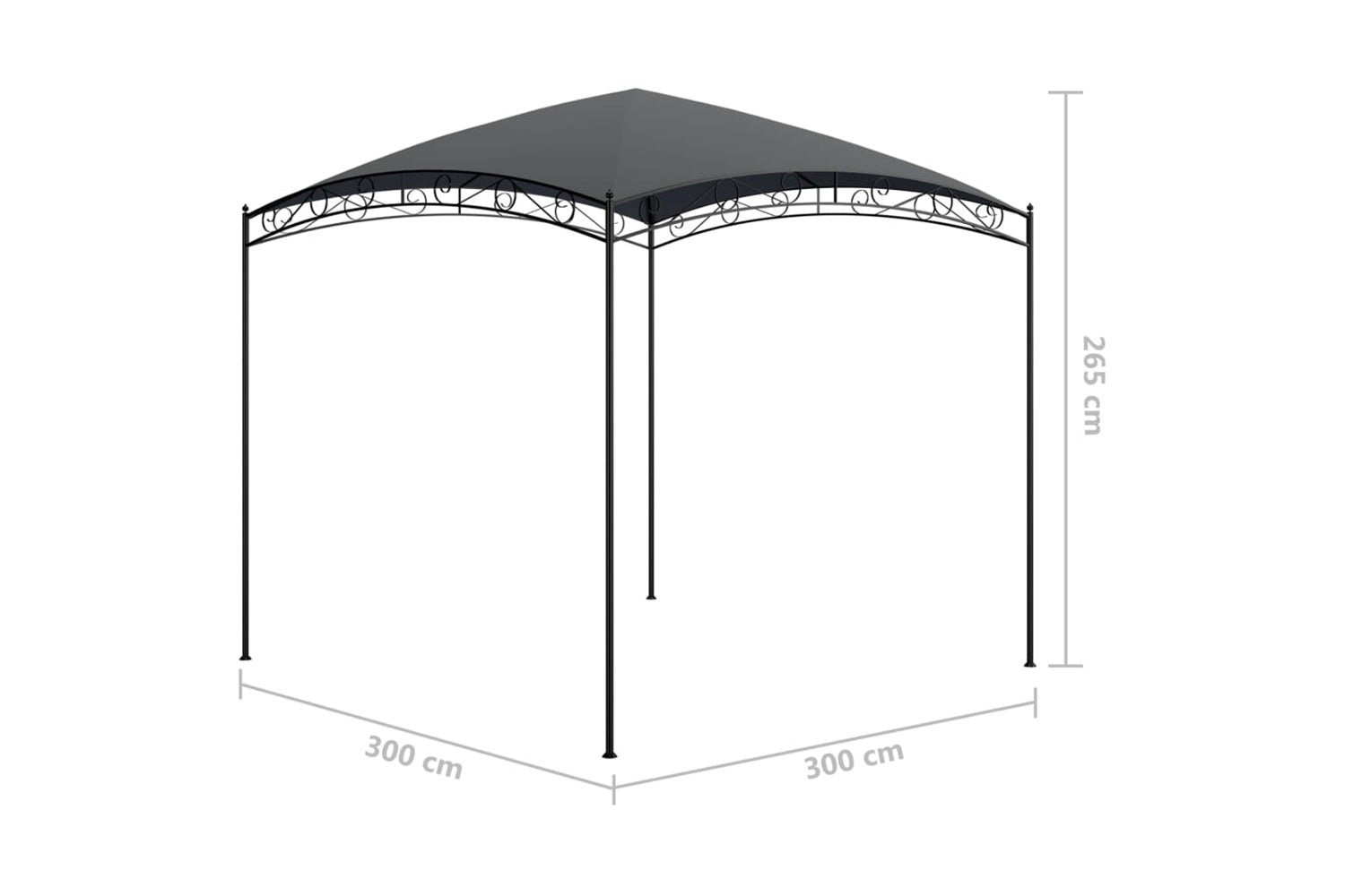 Vidaxl 313908 Gazebo 3x3x2.65 M Anthracite 180 G/mâ²-5