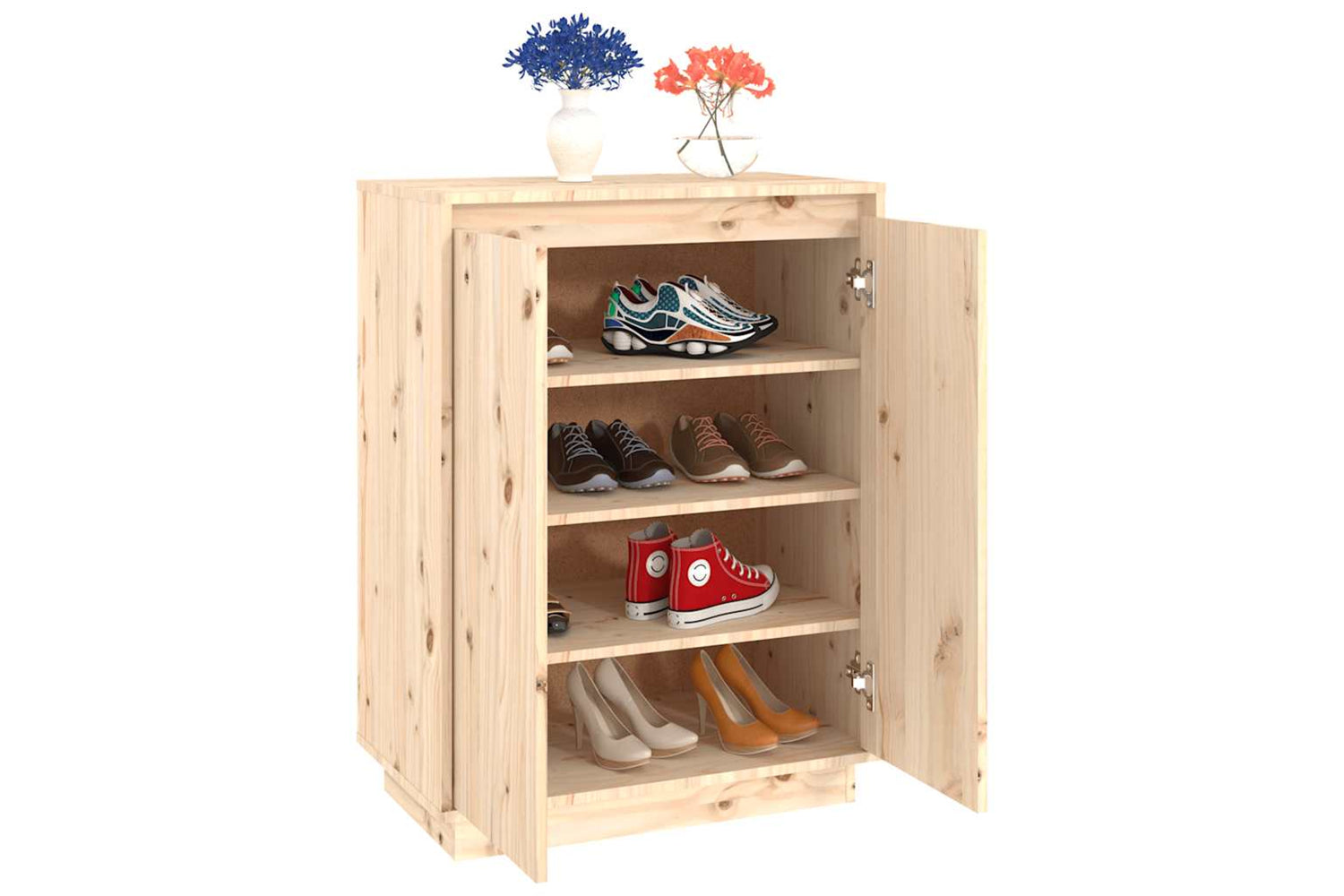 vidaXL 813530 Shoe Cabinet 60x35x80cm Solid Wood Pine-3