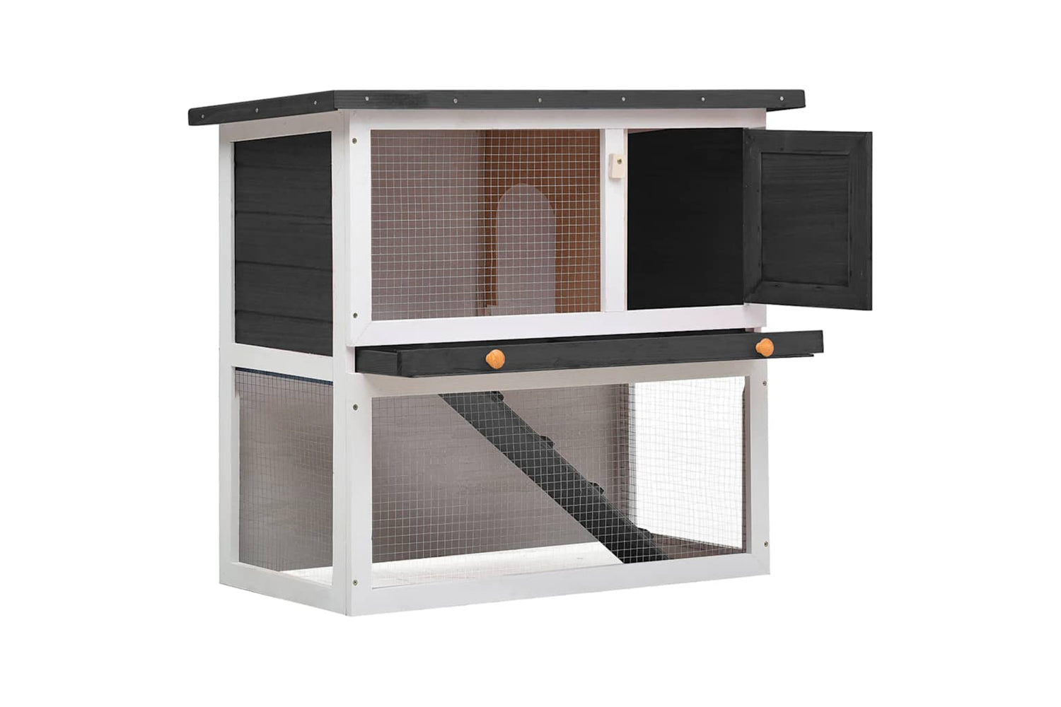 Vidaxl 170831 Outdoor Rabbit Hutch 1 Door Grey Wood-2