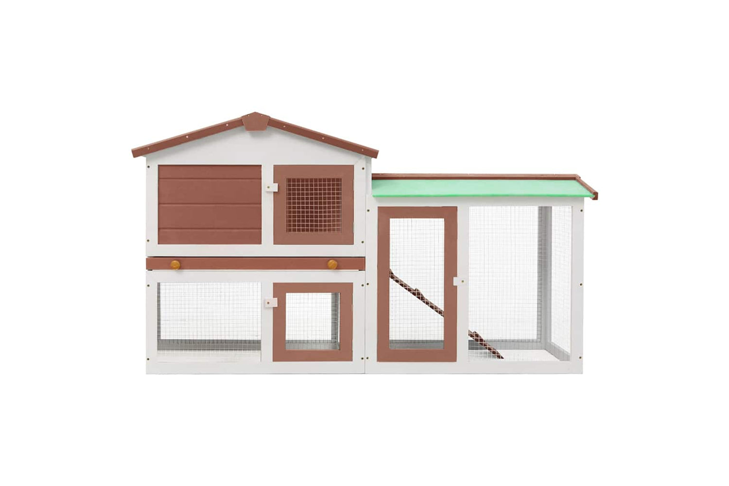 Vidaxl 170841 Outdoor Large Rabbit Hutch Brown And White 145 X 45 X 84 Wood-2