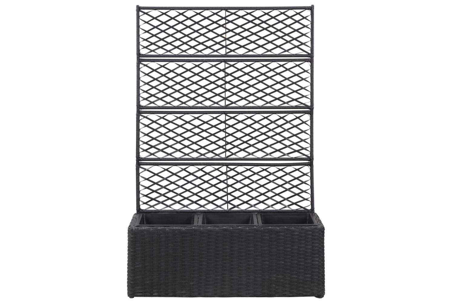 vidaXL 46932 Trellis Raised Bed With 3 Pots 83x30x130cm Poly Rattan Black-2