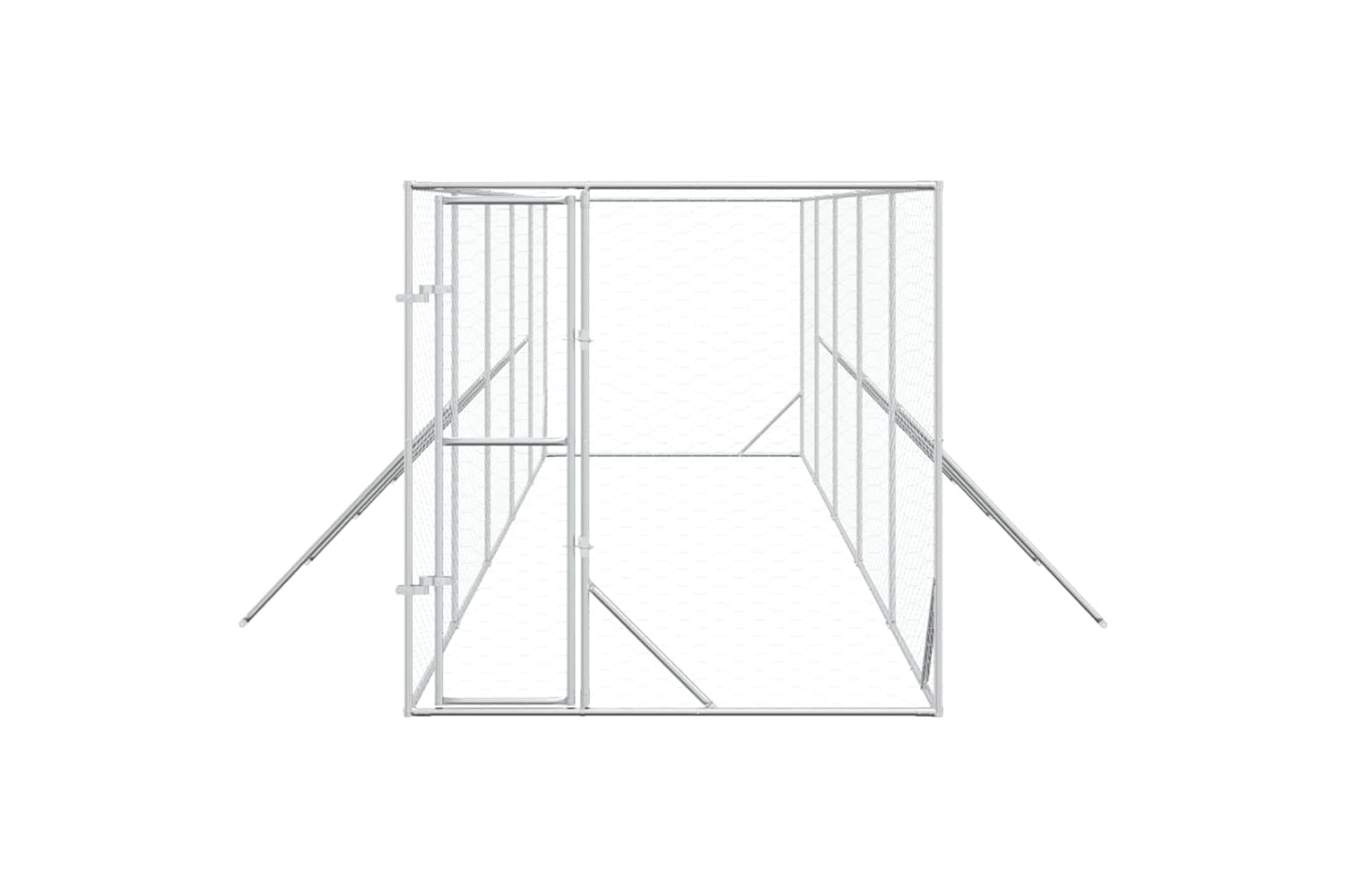 Vidaxl 3190453 Outdoor Dog Kennel Silver 2x10x2 M Galvanised Steel-3