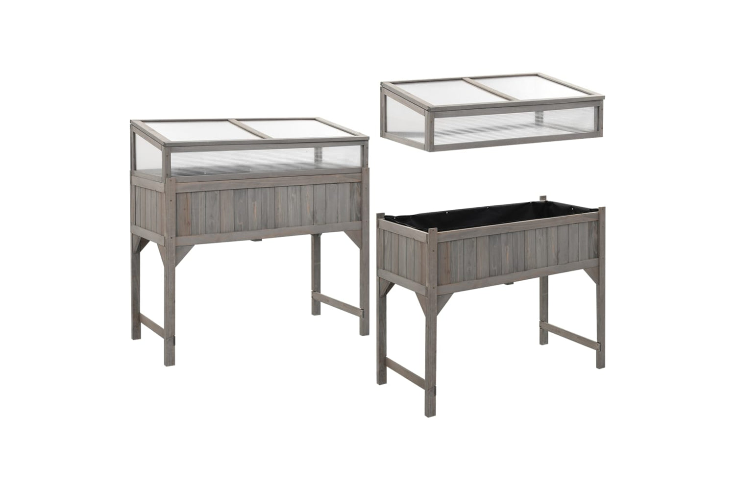 vidaXL 316472 Raised Bed With Greenhouse 110x54x120cm Solid Fir Wood-4