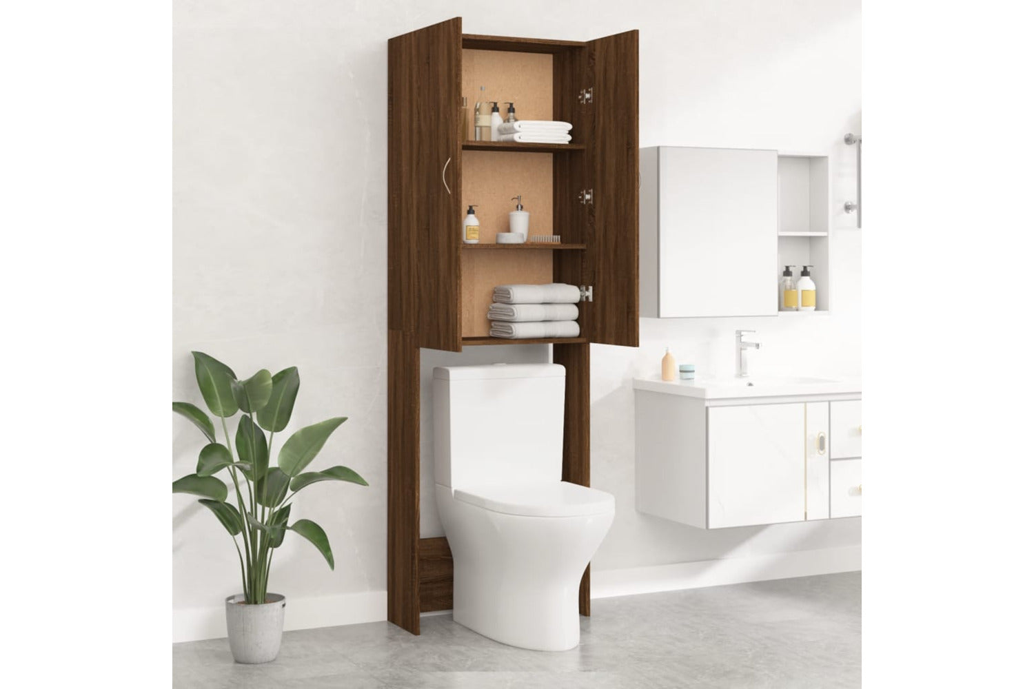 vidaXL Washing Machine Cabinet Brown Oak 64x25.5x190cm-3